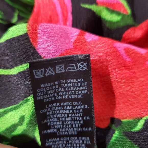 ASOS Ruffle Front Wrap Maxi Cami Dress in Bold Floral Women's Size 6 Black Pink - Picture 10 of 11